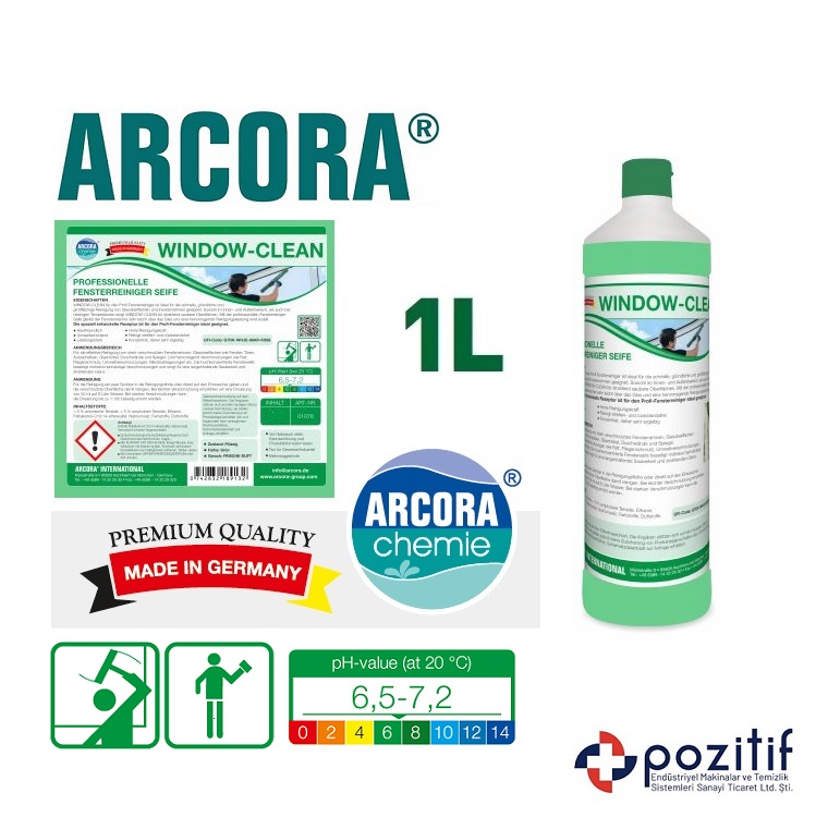 Arcore-WINDOW-CLEAN-Pozitifco ARCORA Window-Clean Liquid - Cam Temizlik Sıvısı 1L - Görsel 1