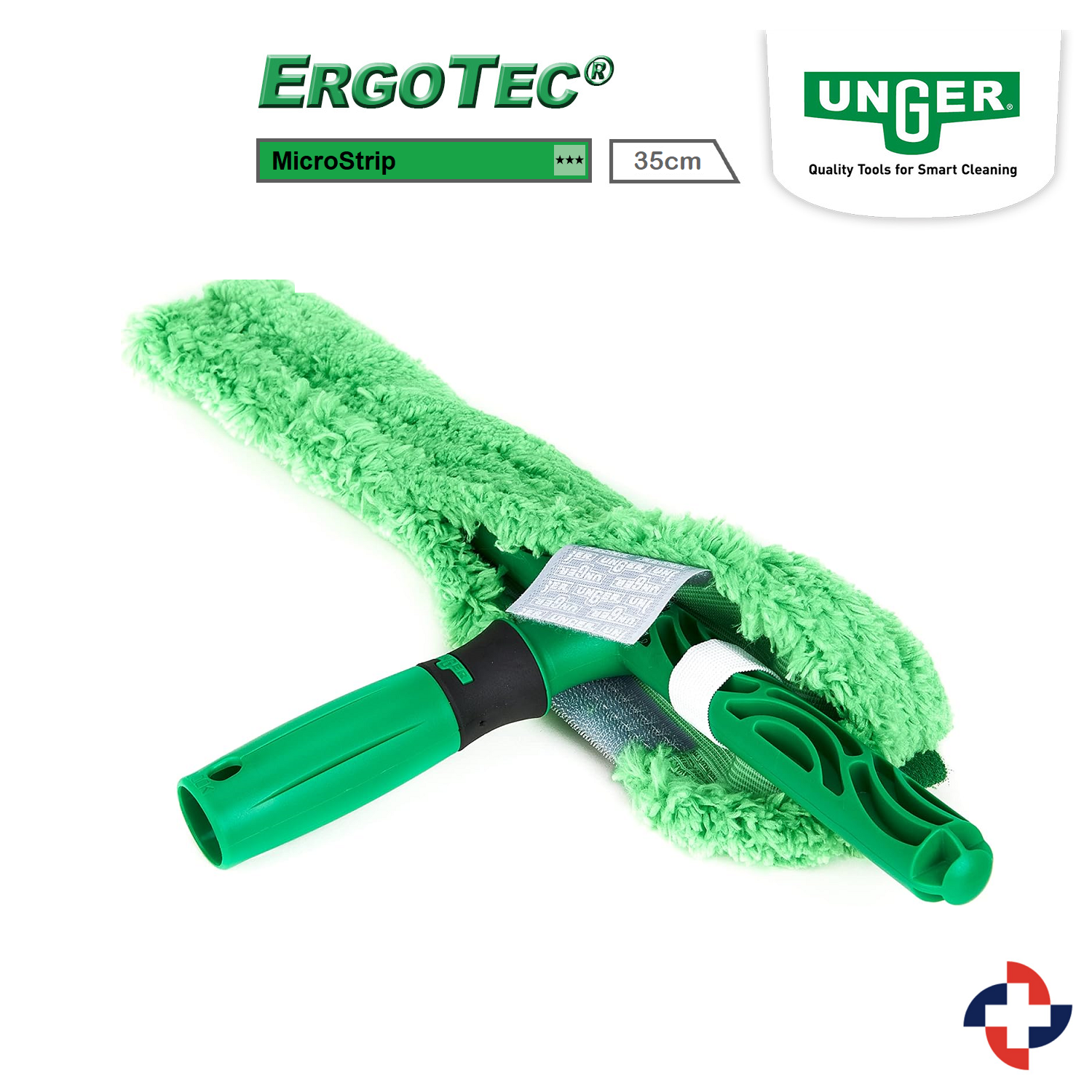 unger-ergotec-MicroStrip-35 Unger MicroStrip Mikrofiber Cam Peluş Takımı Tutamaklı 35 cm - Görsel 1