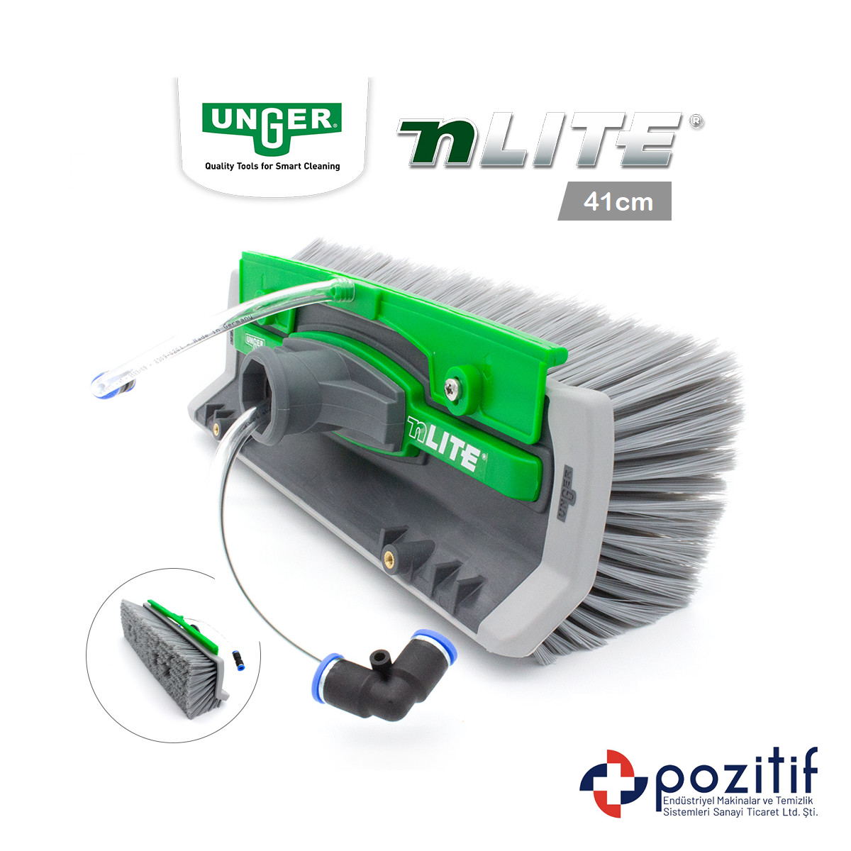 Unger-NUR41 Unger - NUR41 - nLITE Açılı Fırça - 41 cm - Güneş Enerjisi panel - Çerçeveli Camlar ve Kompozit Panel Yıkama Fırçası - Görsel 1